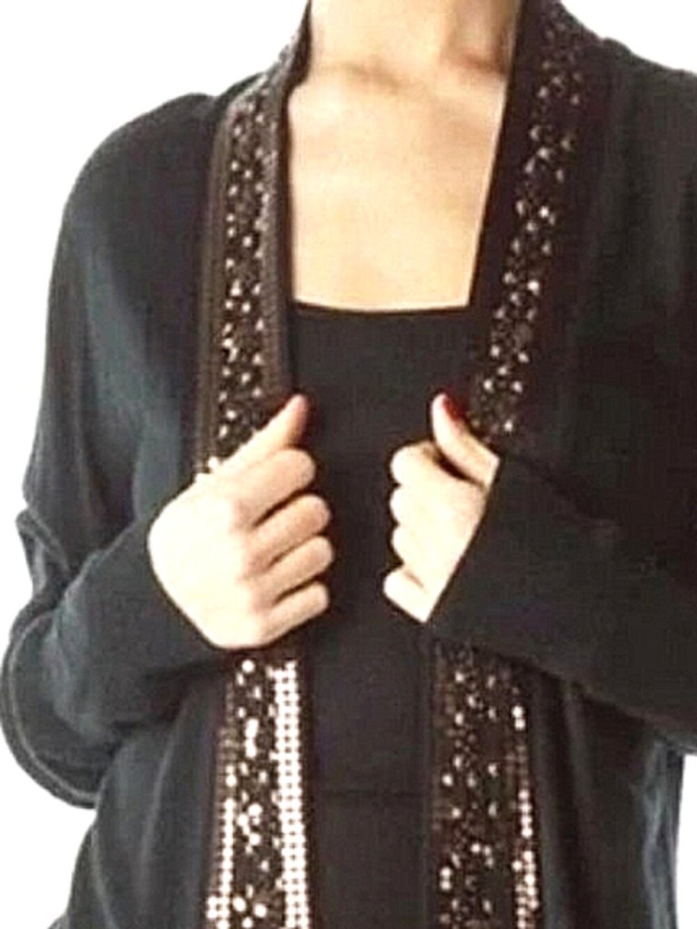 Soma Black W/Copper Embellishment Trim Cardigan size M